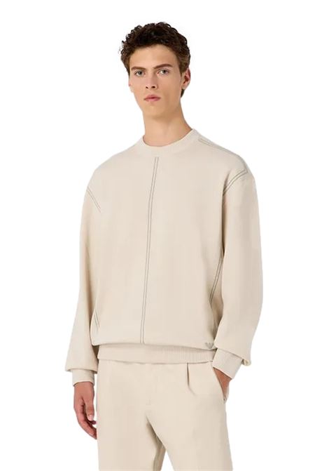 Stitched virgin wool blend jumper with jacquard stripes with cord effect EMPORIO ARMANI | sweaters | 6R1MX3 1MOZZ0304